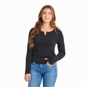Women's Solid Modal Ribbed Henley
