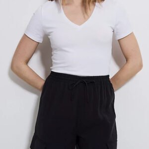 Womens V-Neck Short Sleeve Cotton Jersey T-Shirt